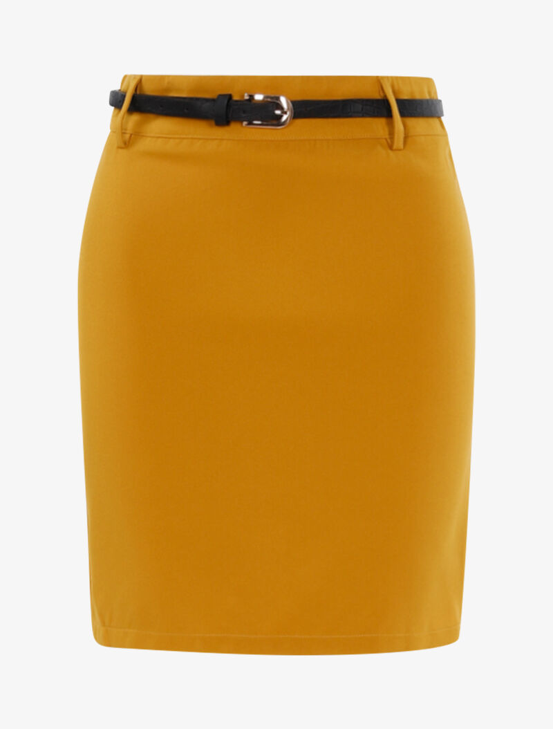 Jupe unie ceinturée - jaune - 1