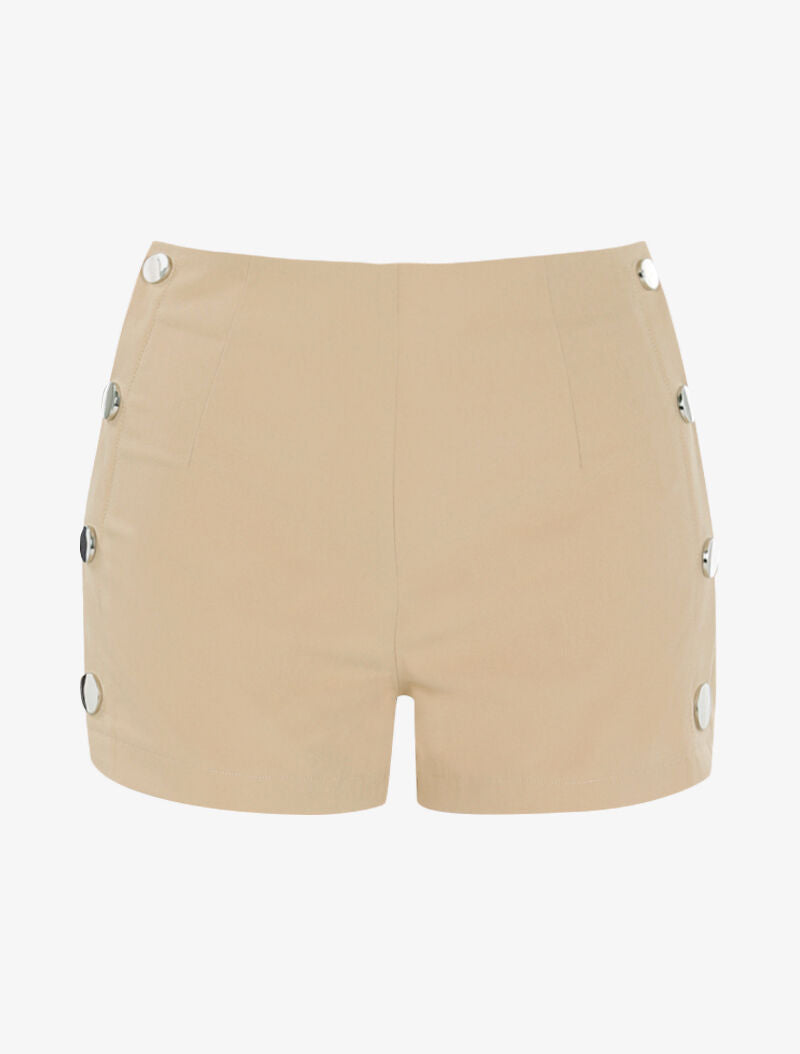 Mini short à boutonnières - beige - 1