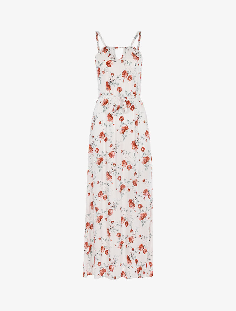 Robe longue à imprimé pivoines - blanc - 3