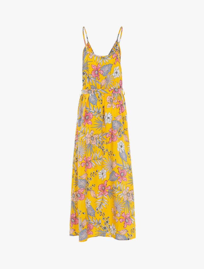Robe fleurie à encolure cache-coeur - jaune - 2
