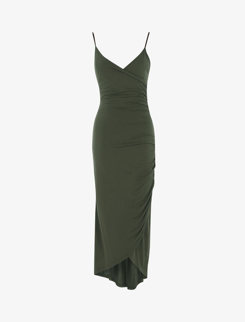 Robe fluide à bord asymétrique - kaki - 3