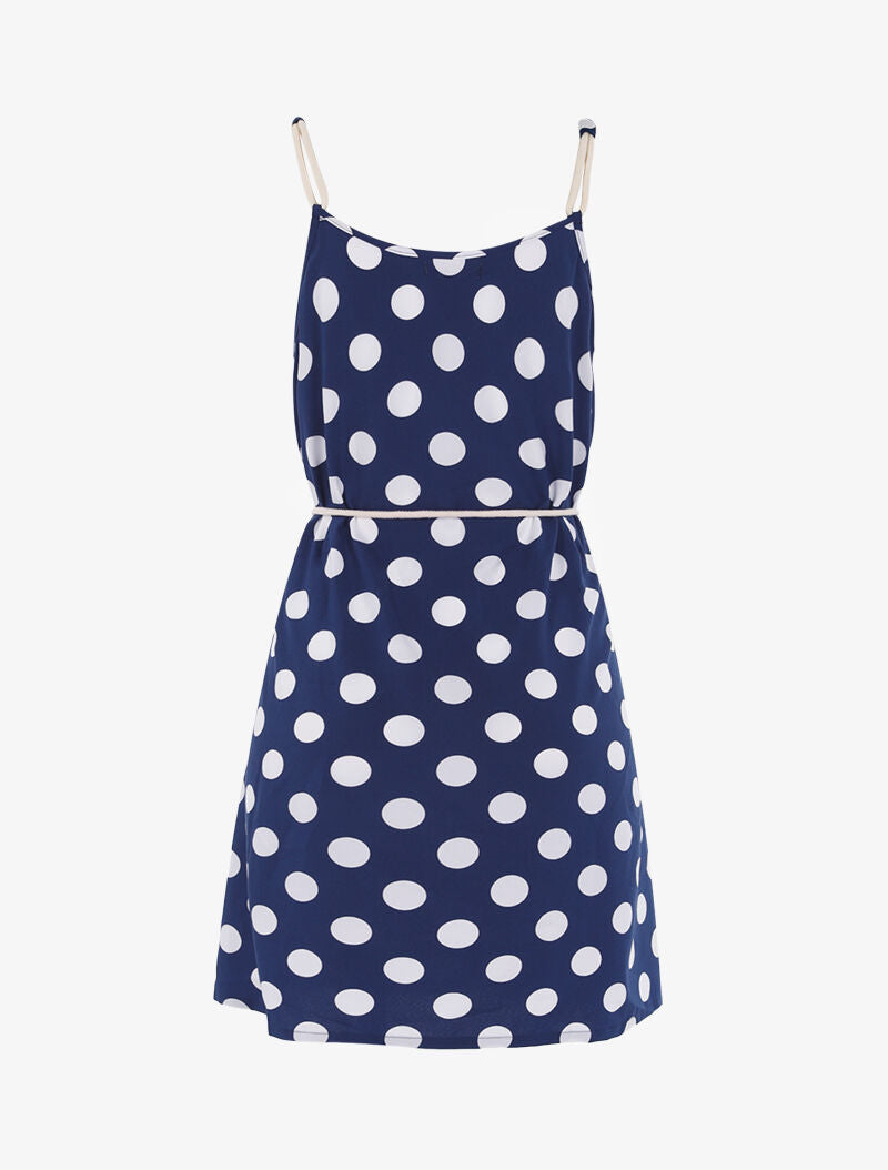 Robe trapèze à pois - bleu - 2