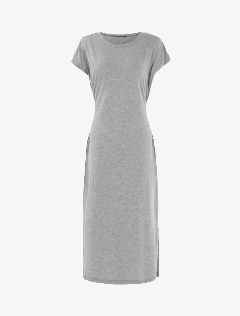 Robe t-shirt à bandes irisées - gris clair - 1