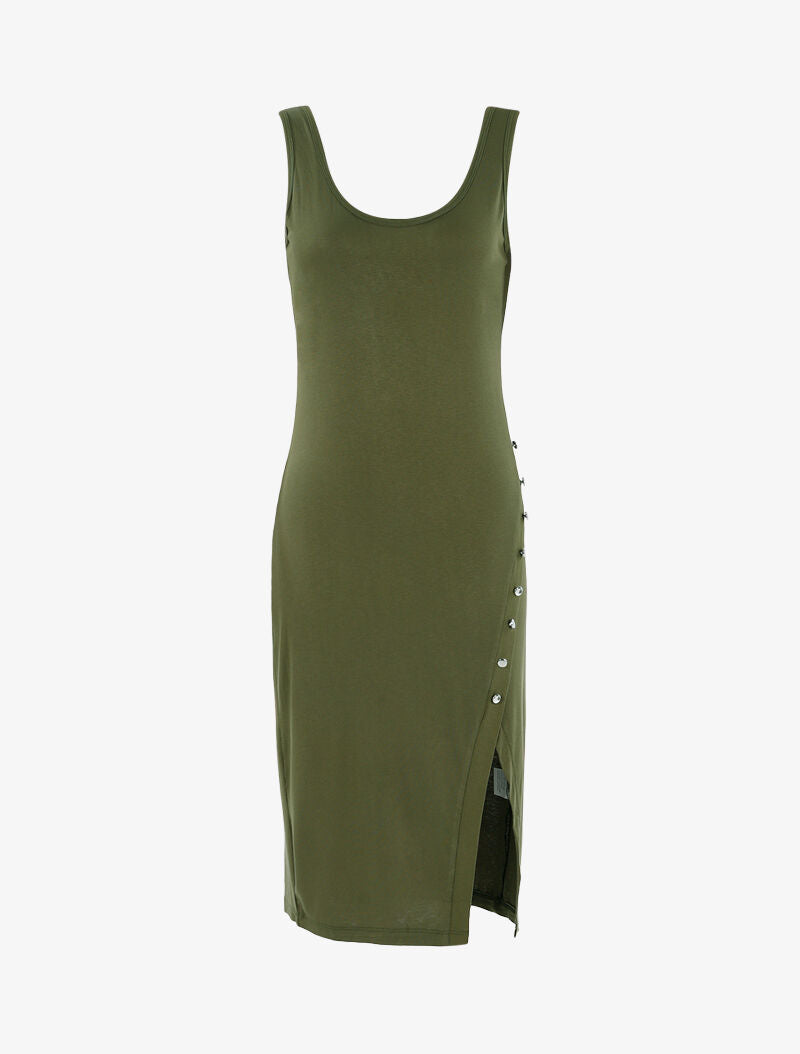 Robe basique à boutonnière - kaki - 1
