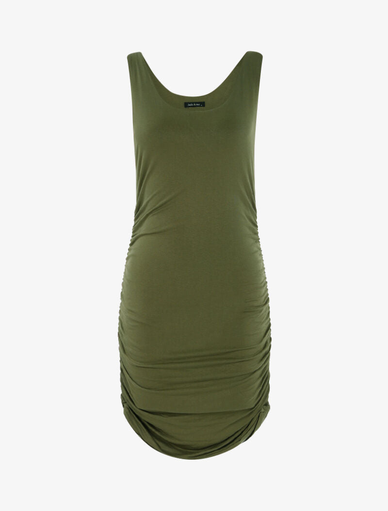 Robe moulante à côtés froncés - kaki - 1