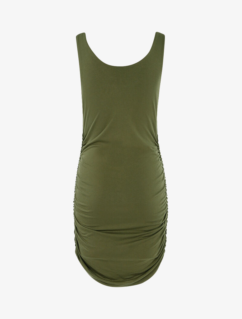 Robe moulante à côtés froncés - kaki - 2