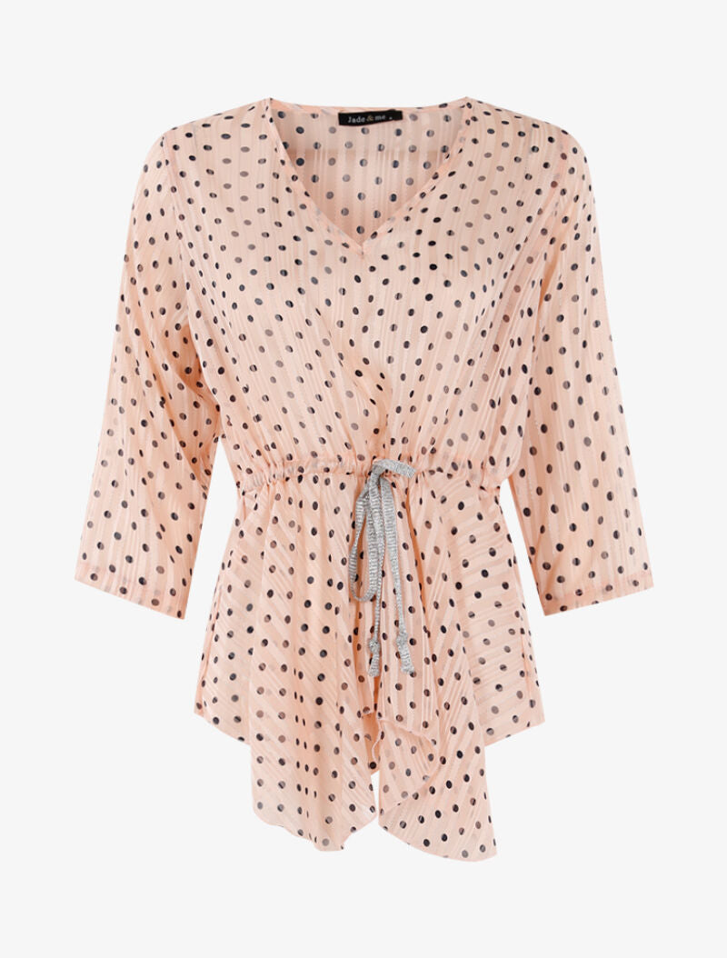 Top style tunique à imprimé pois - rose/noir - 3
