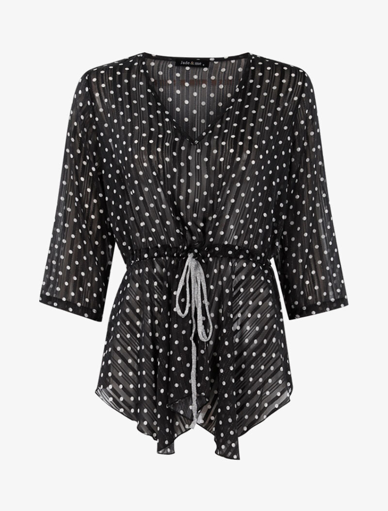 Top style tunique à imprimé pois - noir/blanc - 1