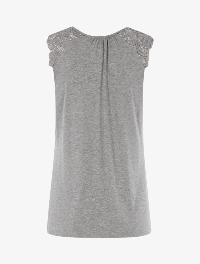 Top à épaules en crochet - gris clair - 2