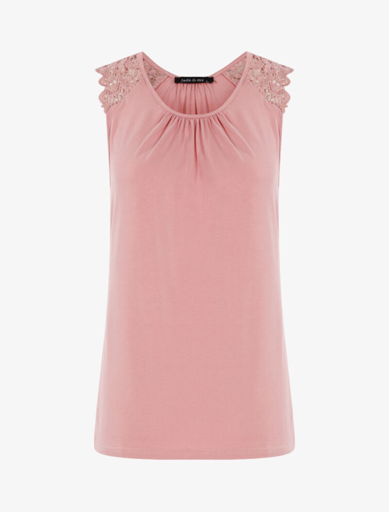 Top à épaules en crochet - rose - 3