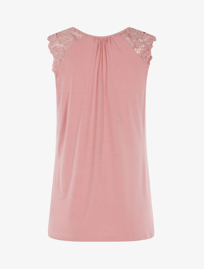 Top à épaules en crochet - rose - 2