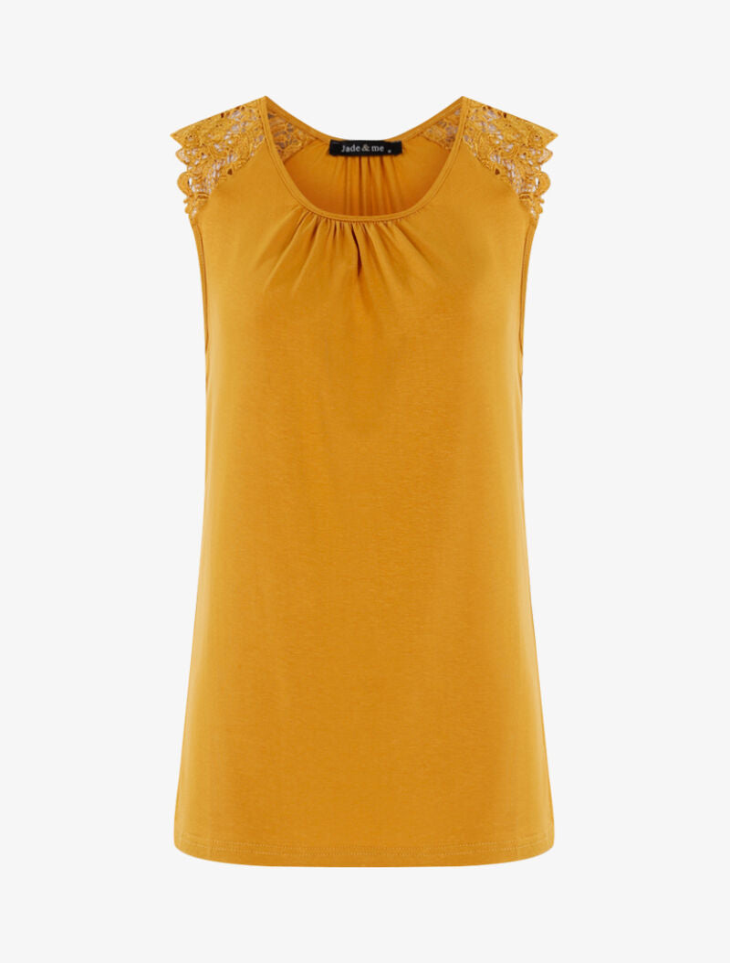 Top à épaules en crochet - jaune - 1