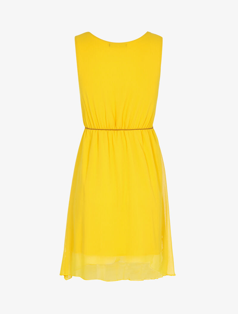 Robe fluide ceinturée - jaune - 2