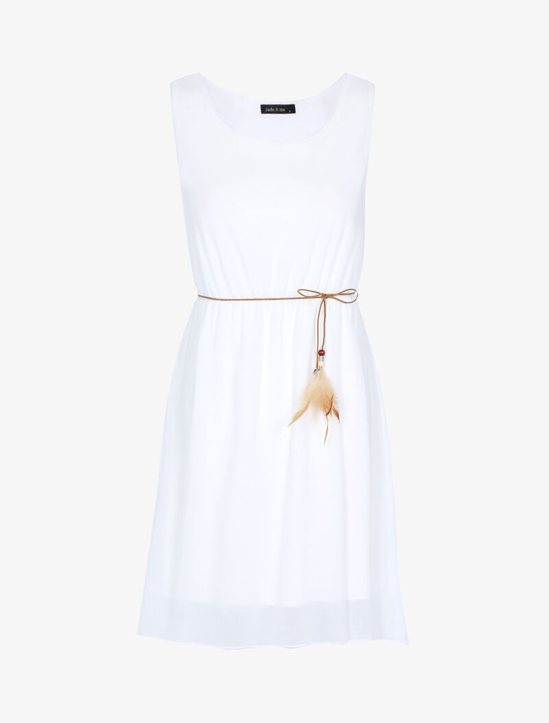 Robe fluide ceinturée - blanc - 3