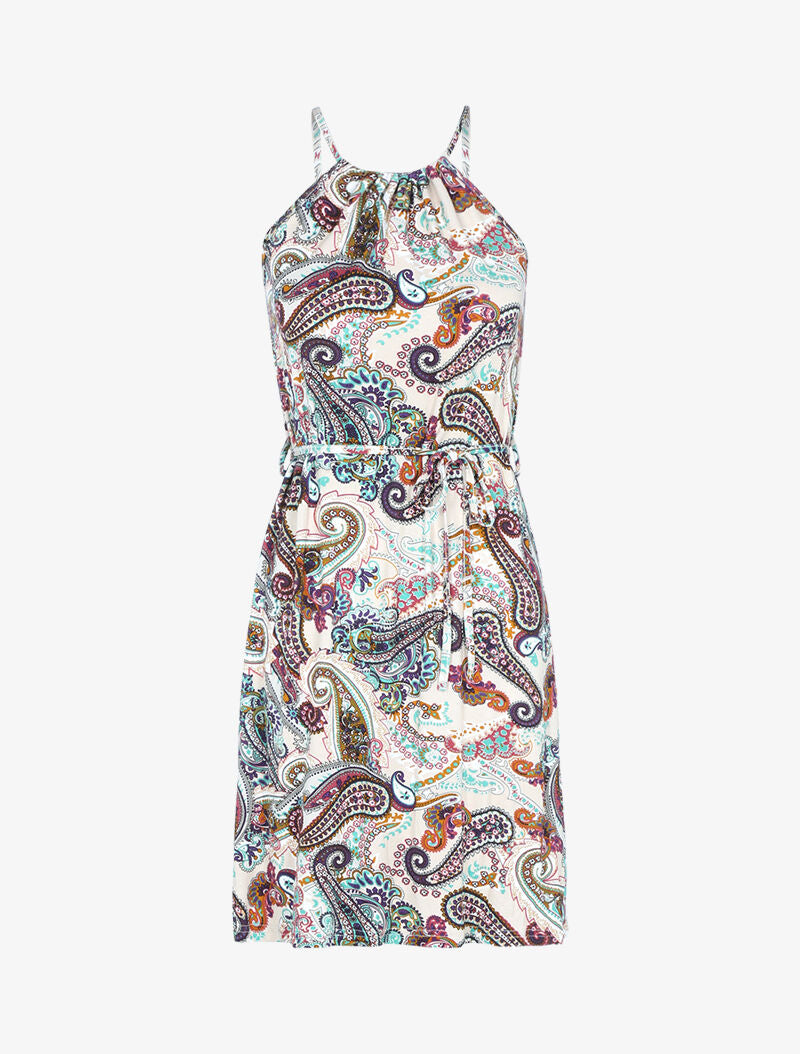 Robe fluide à imprimé cachemire - beige - 1