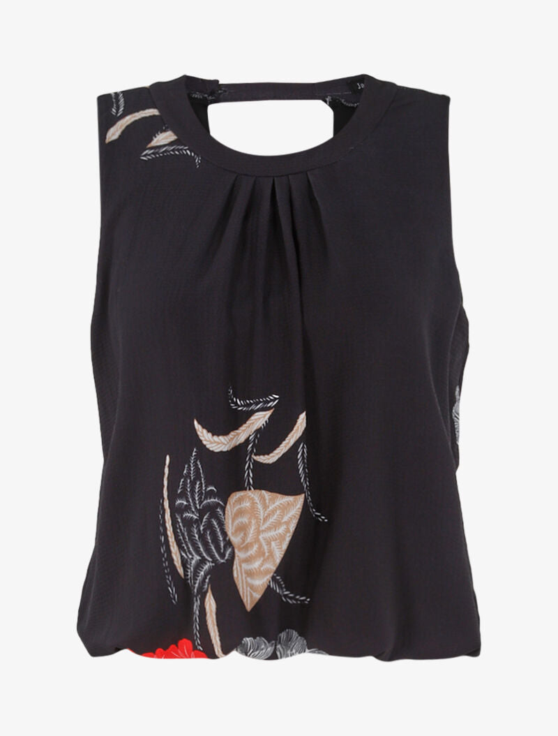 Top coupe boule fleuri - noir - 6