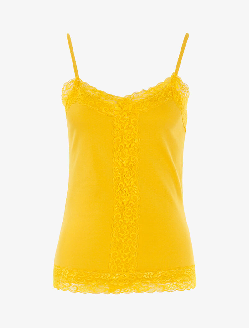 Débardeur à empiècement en dentelle - jaune - 1