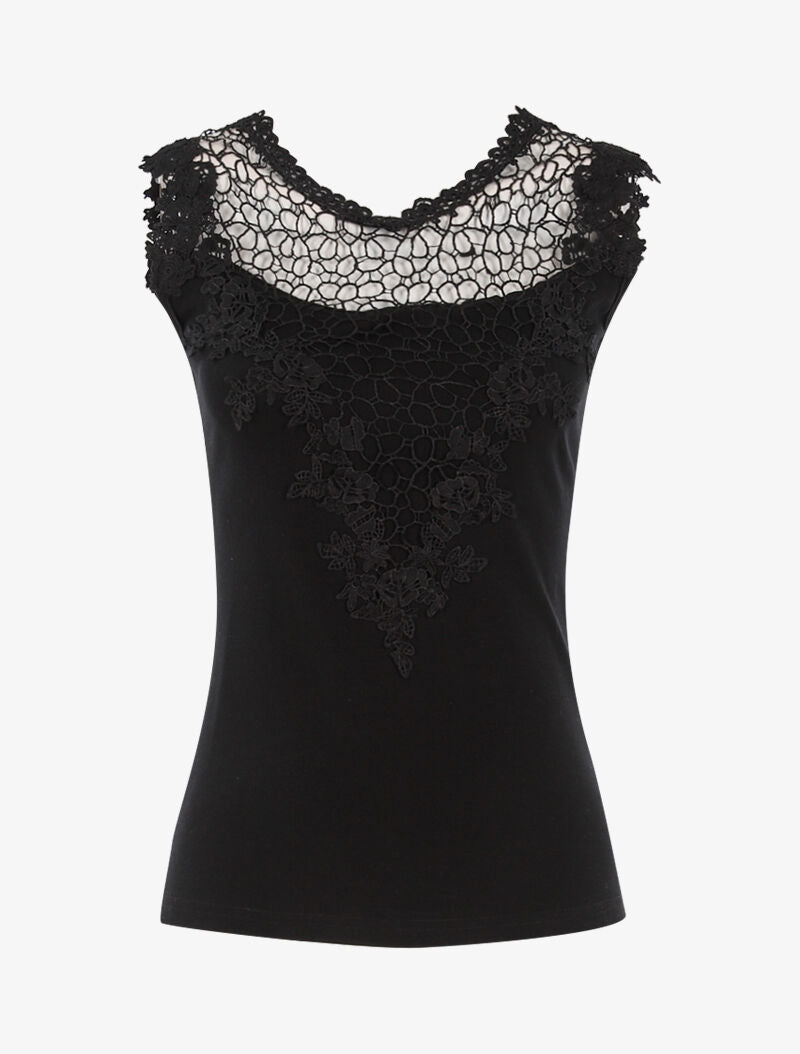Top à détails ajourés en crochet - noir - 1