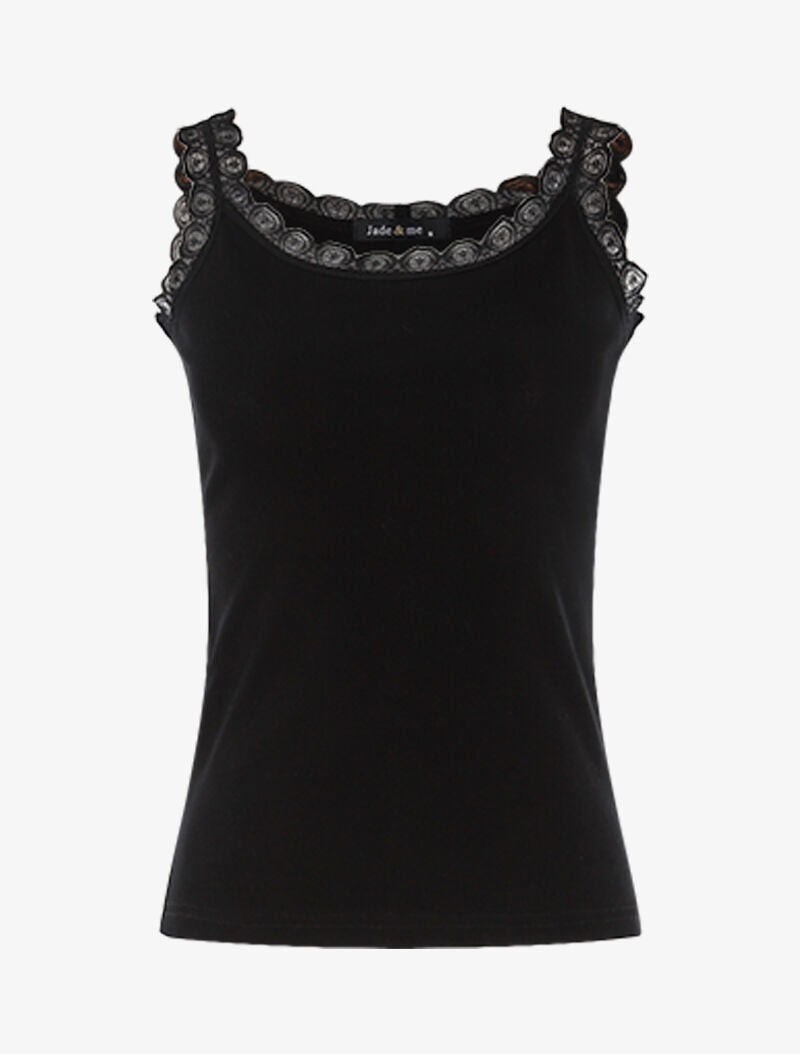 Débardeur à encolure carrée et dentelle - noir - 1