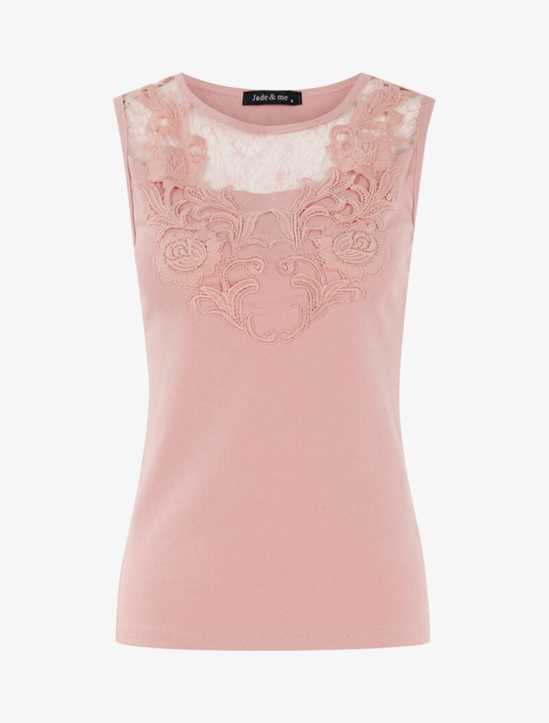 Débardeur à plastron dentelle - vieux rose - 3