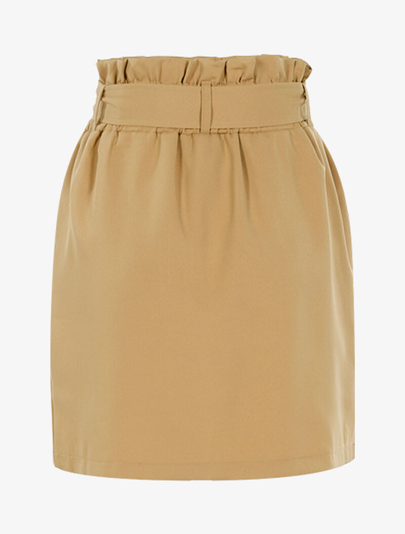 Jupe taille haute à boutonnière - camel - 2