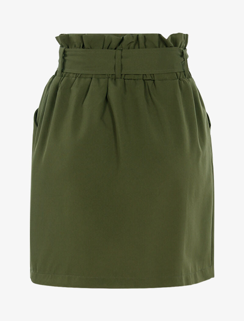 Jupe taille haute à boutonnière - kaki - 2