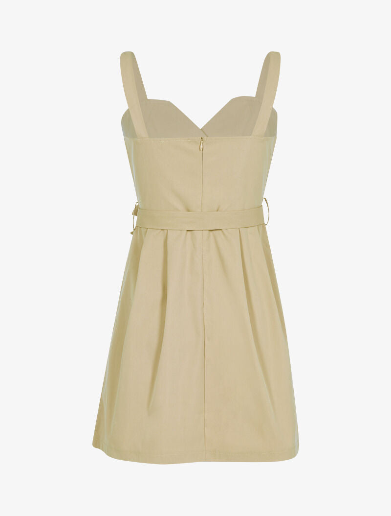 Robe à boutons décoratifs - beige - 2
