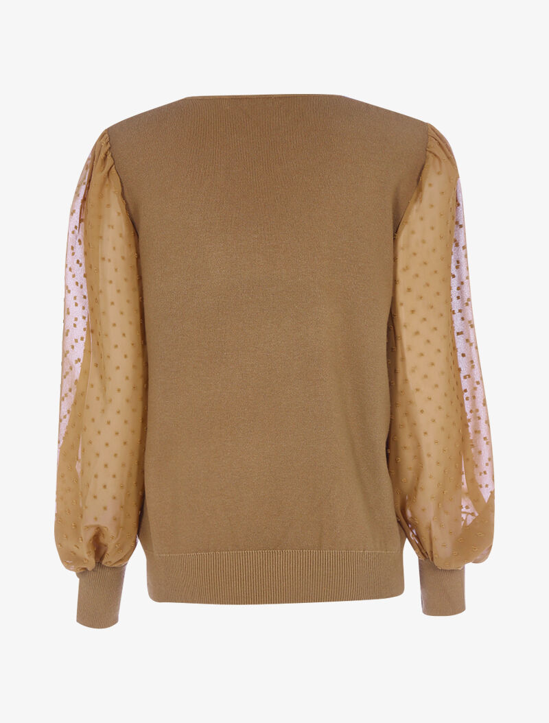 Pull à manches en voile et détails en relief - camel - 2