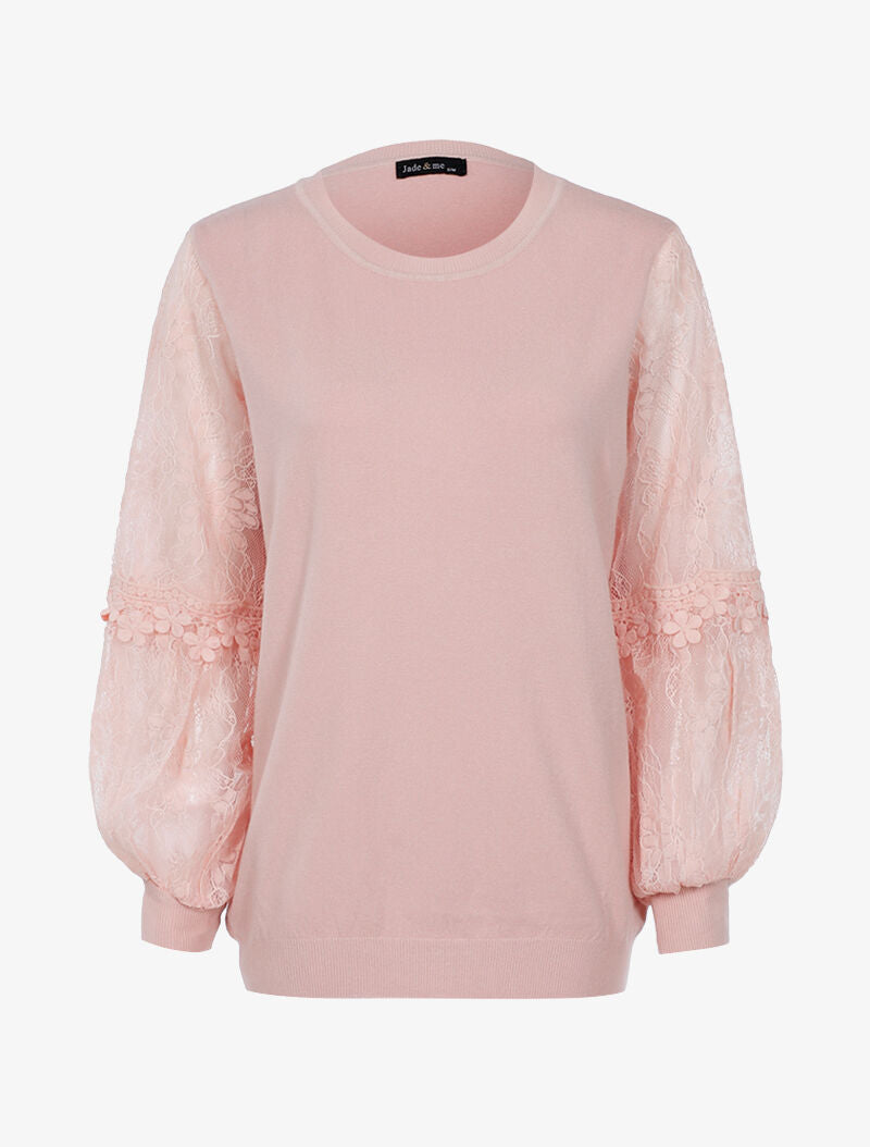 Pull à manches bouffantes stylisées - rose orange - 2