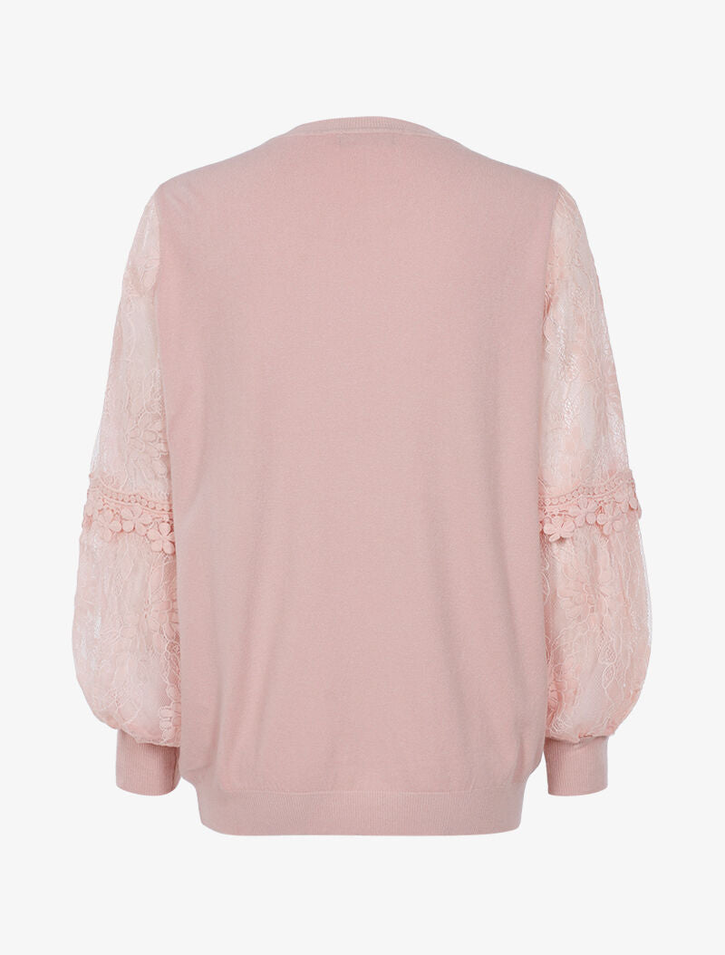 Pull à manches bouffantes stylisées - rose orange - 3