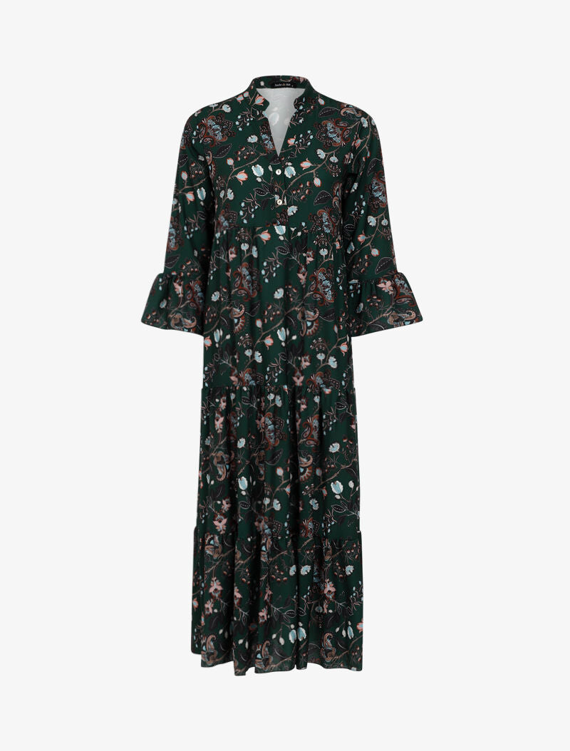 Robe trapèze à imprimés - vert - 1