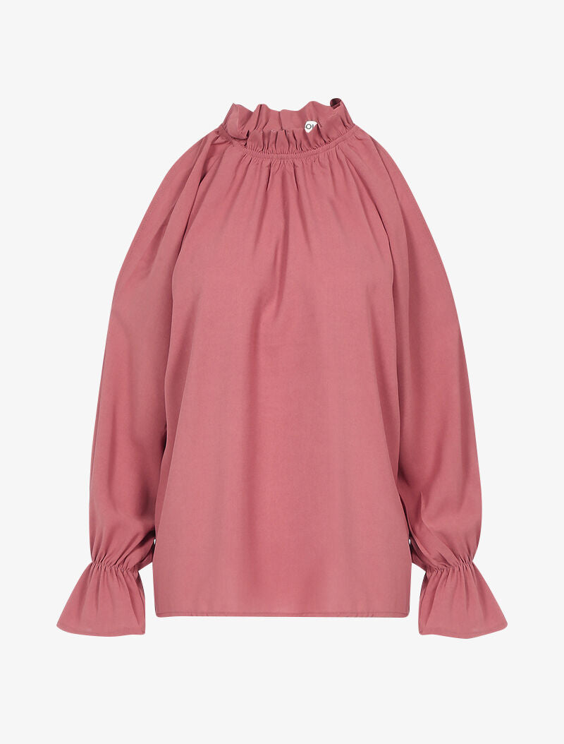 Top fluide à épaules dénudées - rose foncé - 1