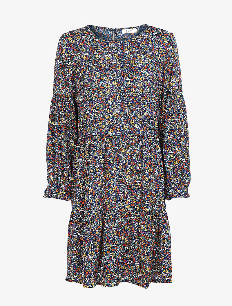 Robe trapèze fleurie - violet - 3