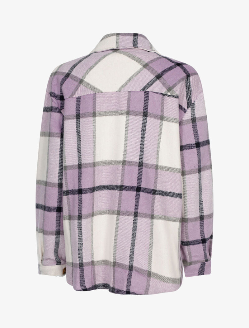 Veste style chemise à imprimé tartan - lilas - 2