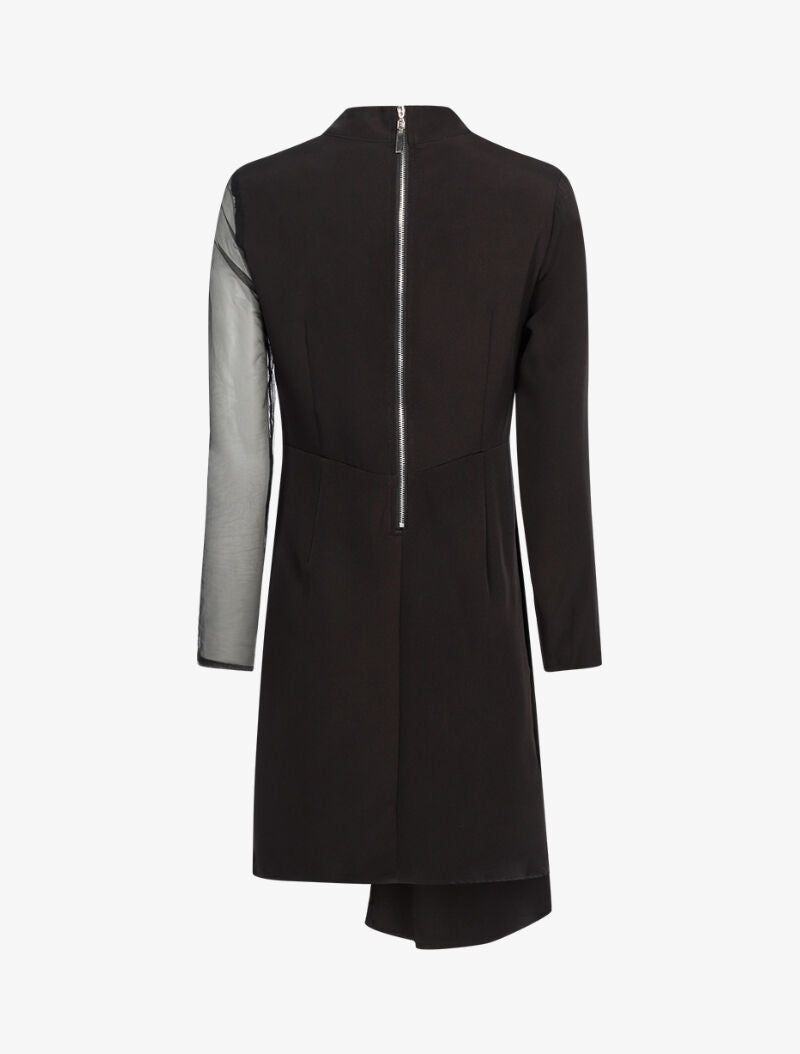 Robe asymétrique bi matière - noir - 2