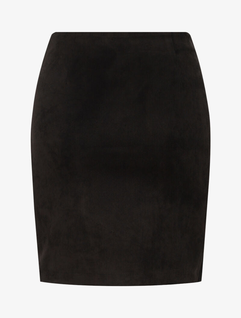 Jupe en suédine style portefeuille drapé - noir - 2