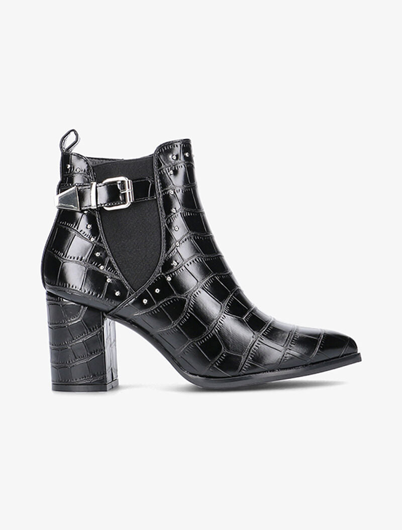 Bottines croco à bouts pointus - noir - 2