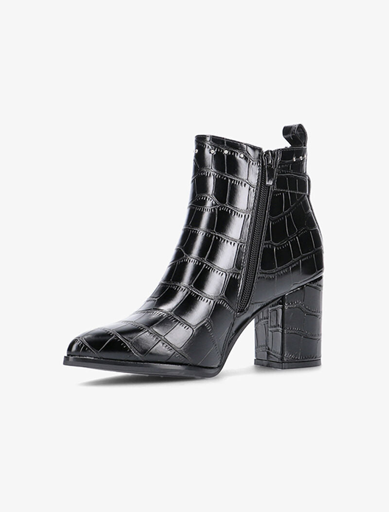 Bottines croco à bouts pointus - noir - 4