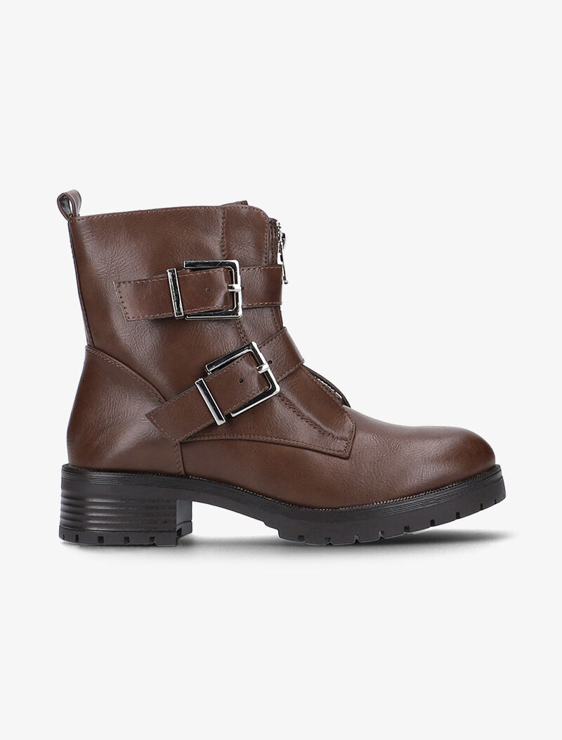 Boots à sangles larges et zip avant - marron - 2
