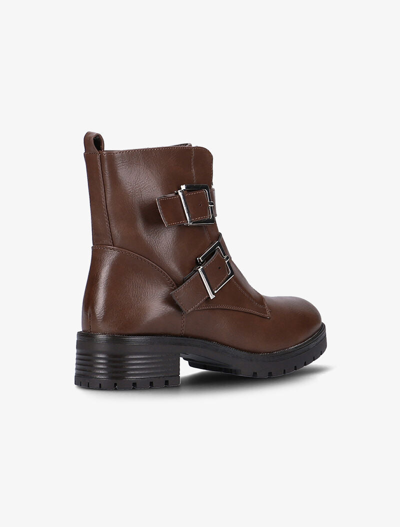 Boots à sangles larges et zip avant - marron - 5