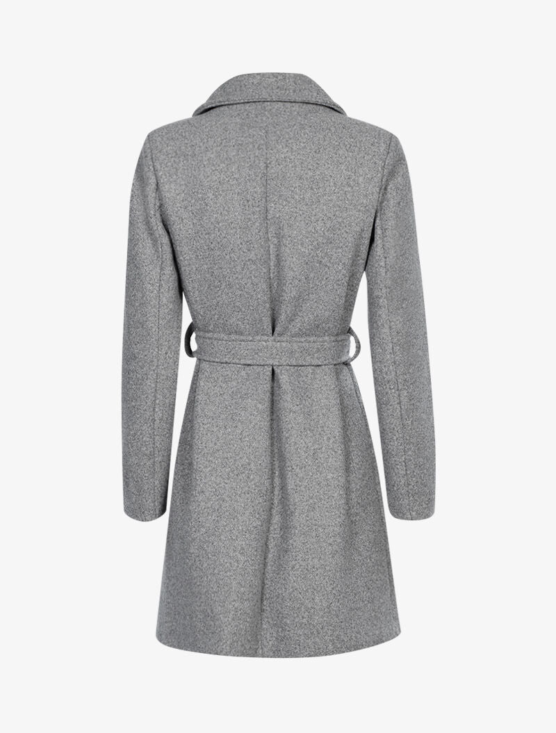 Manteau droit ceinturé - gris chiné - 3