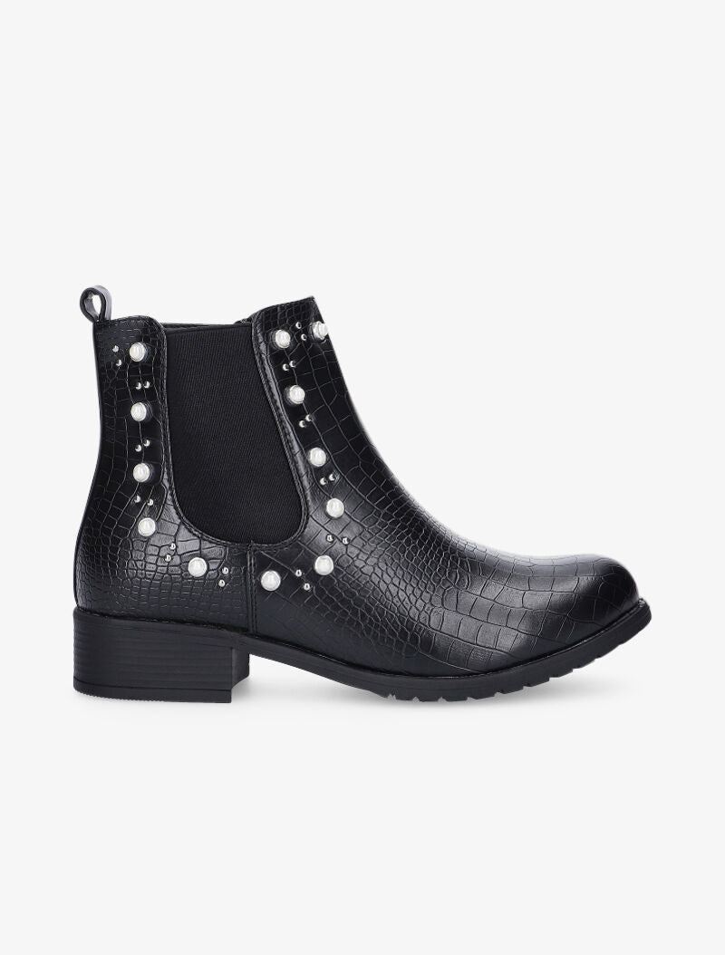 Bottines à imprimé écailles et perles - noir - 1