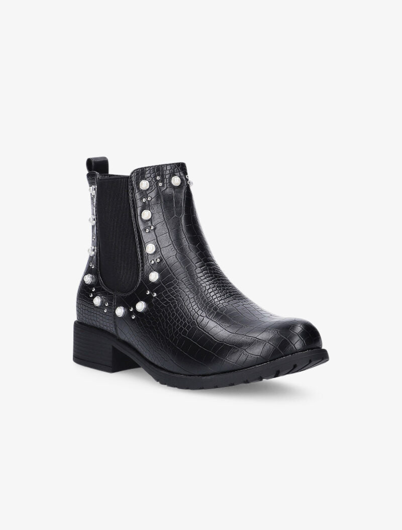 Bottines à imprimé écailles et perles - noir - 2