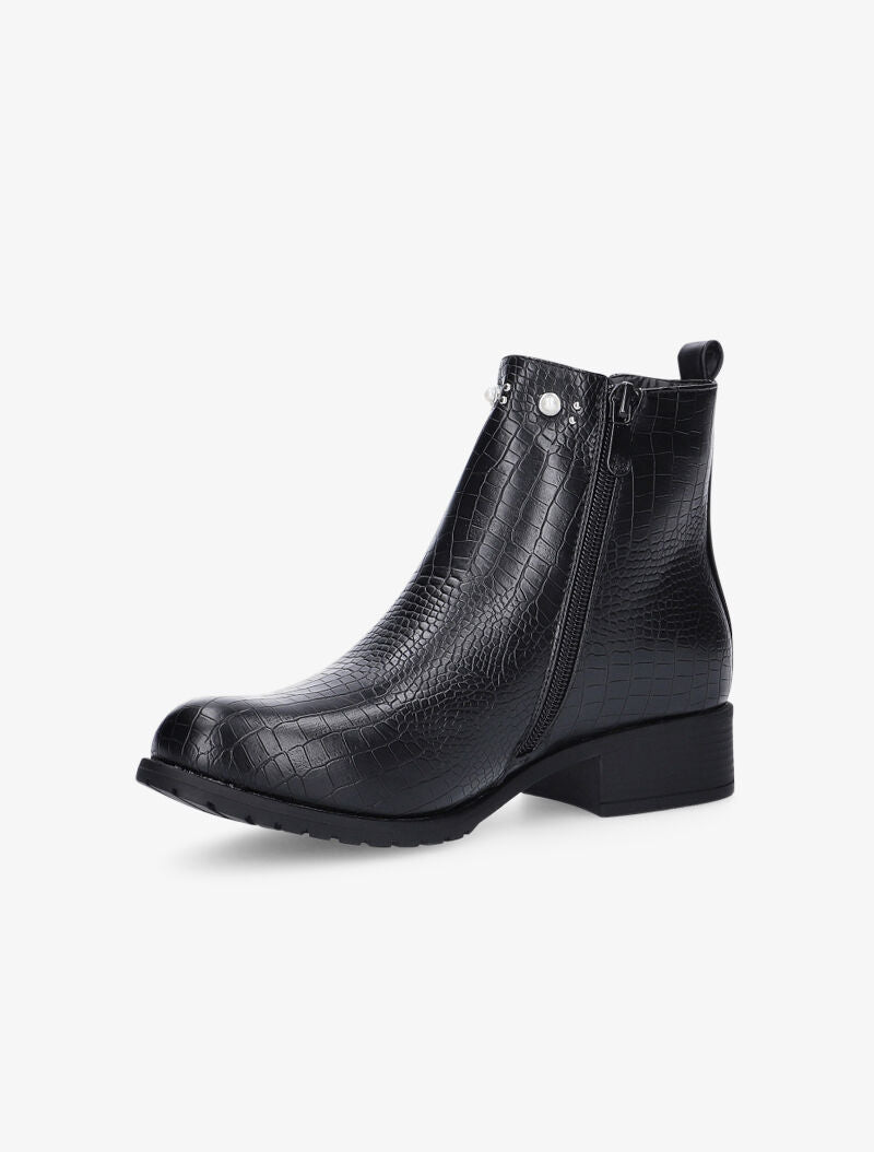 Bottines à imprimé écailles et perles - noir - 3