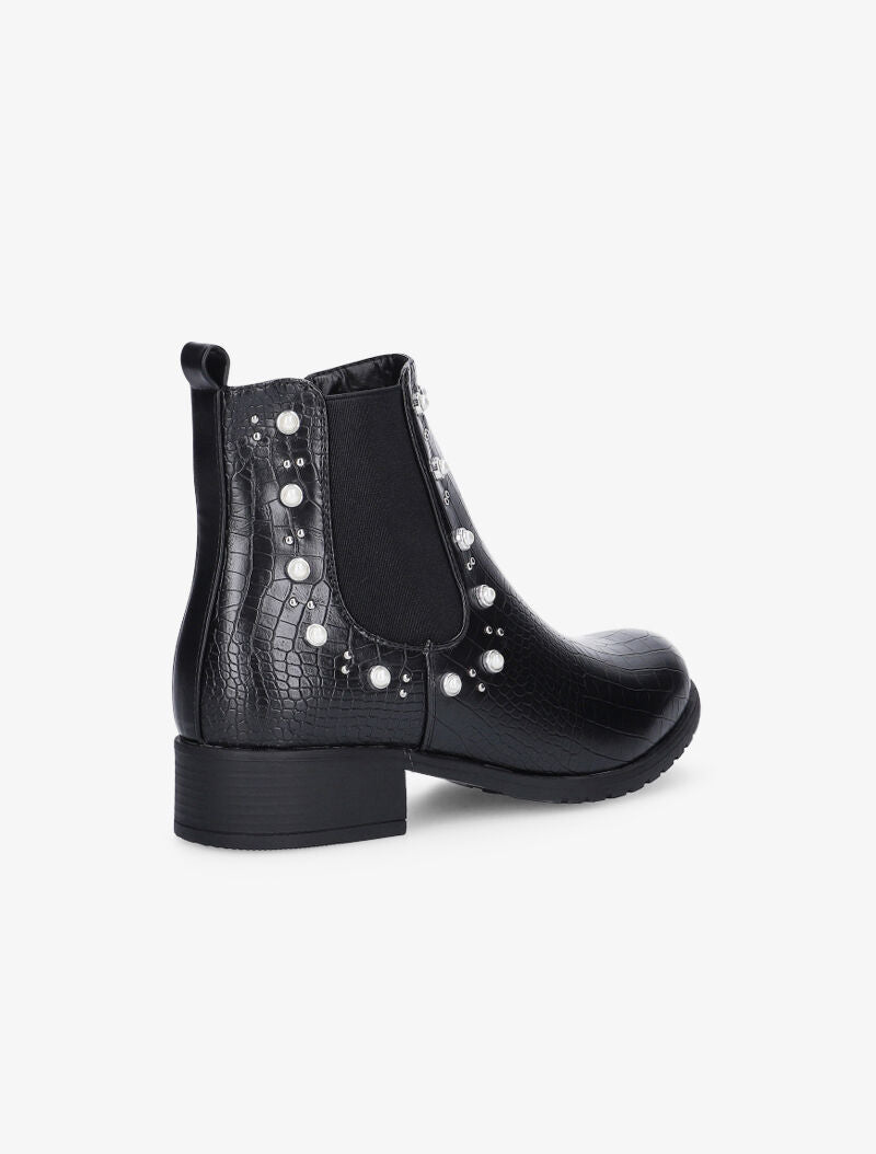 Bottines à imprimé écailles et perles - noir - 4