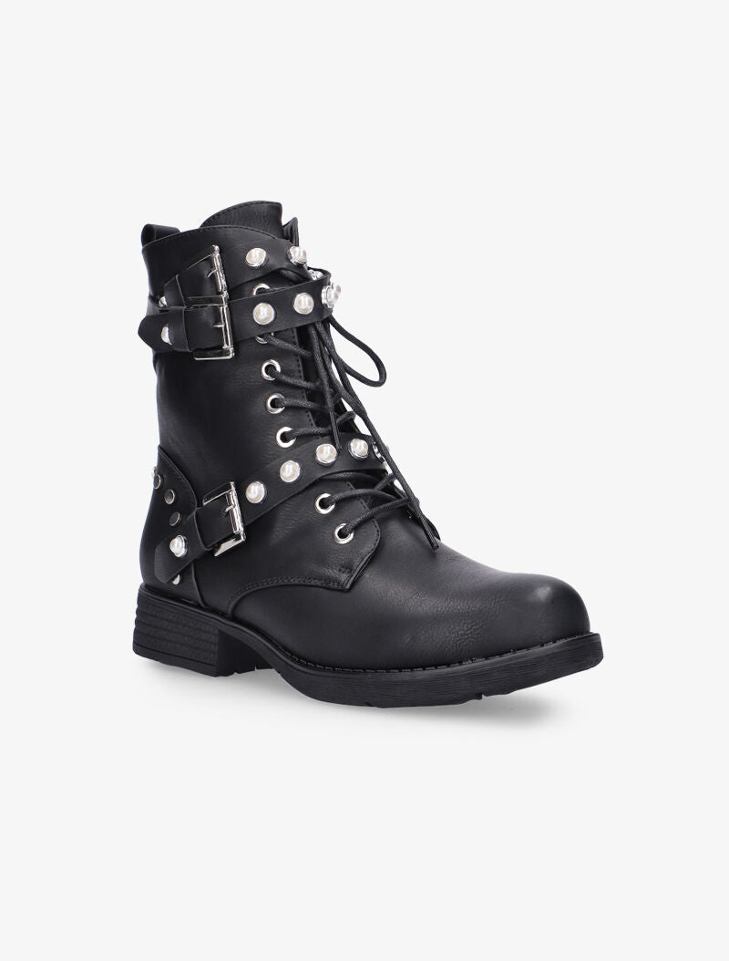 Boots basiques à sangles perlées - noir - 2