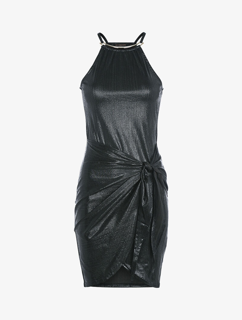 Robe irisée à décolleté métallique - noir - 4