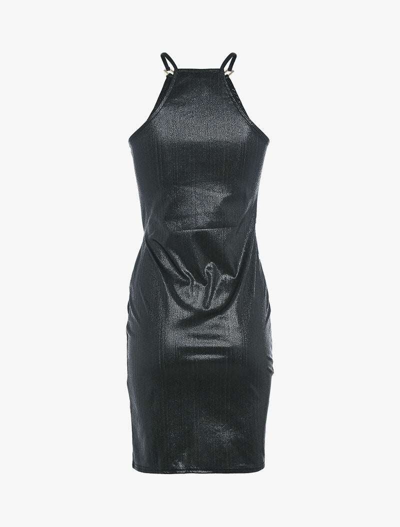 Robe irisée à décolleté métallique - noir - 5