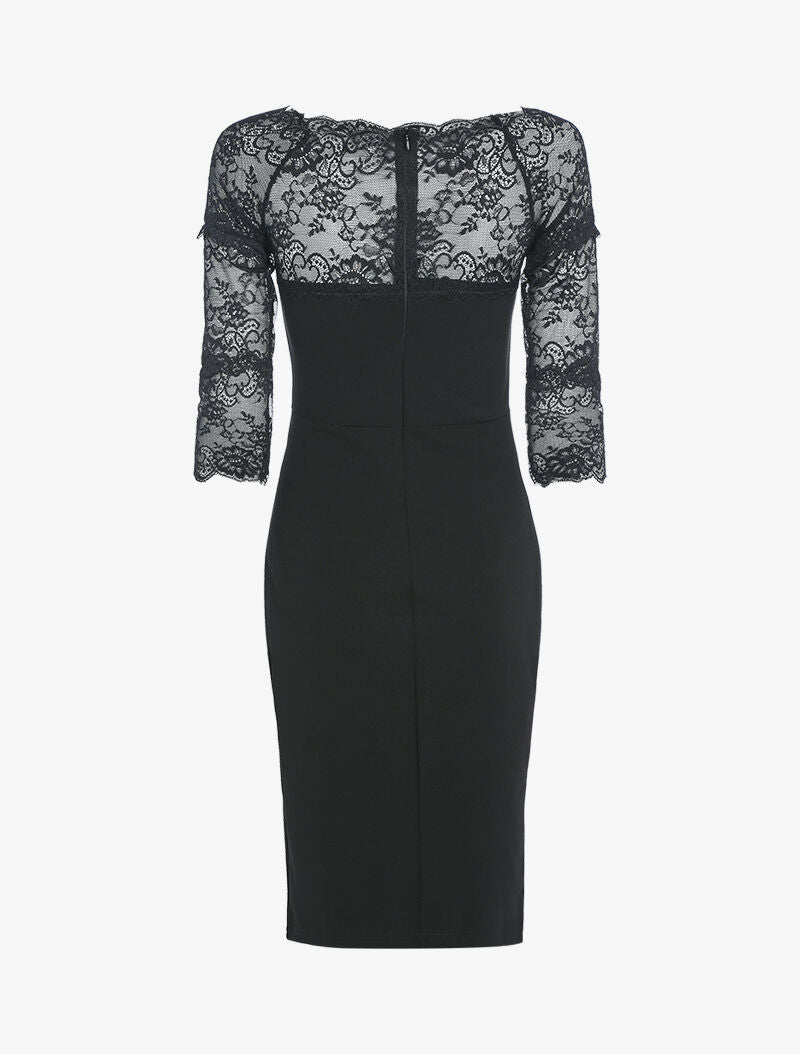 Robe à décolleté en dentelle - noir - 2