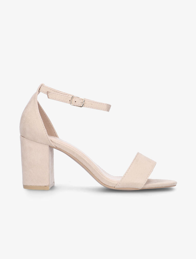 Sandales suédées à talon bottier - beige rosé - 1
